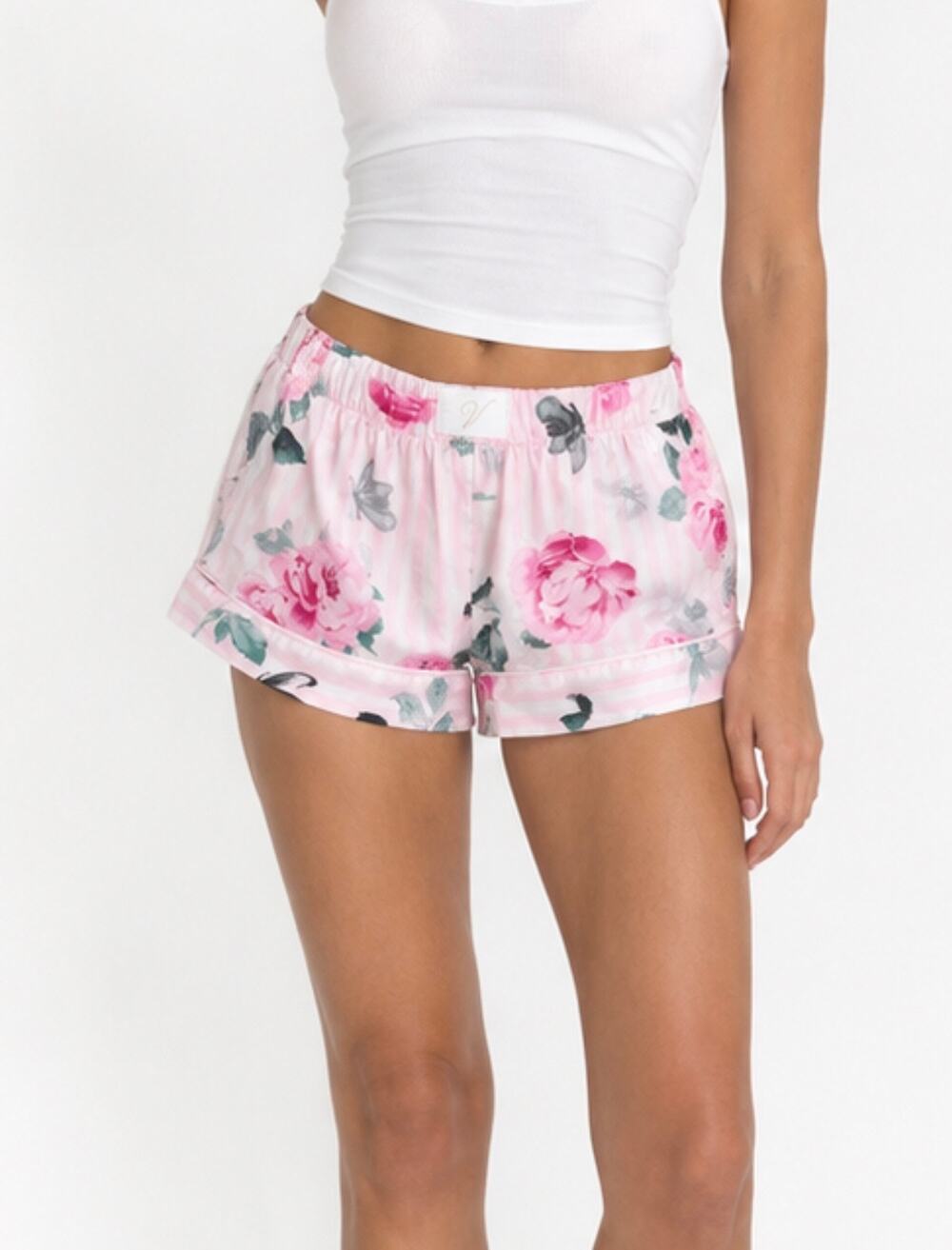 Victoria’s Secret Pink Floral Satin Pajama Shorts Size Small